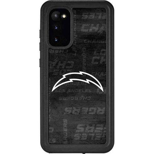 NFL Los Angeles Chargers Black & White Galaxy S20 Waterproof Case