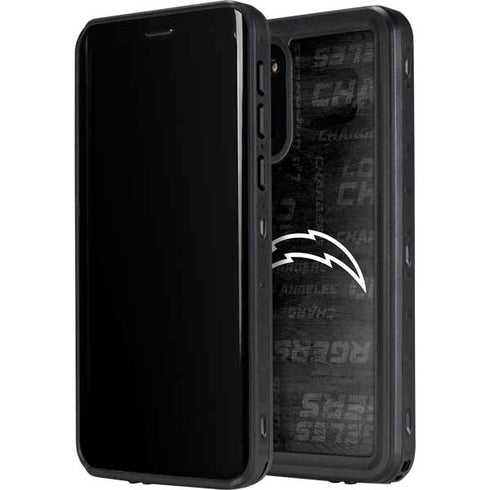 NFL Los Angeles Chargers Black & White Galaxy S20 Waterproof Case