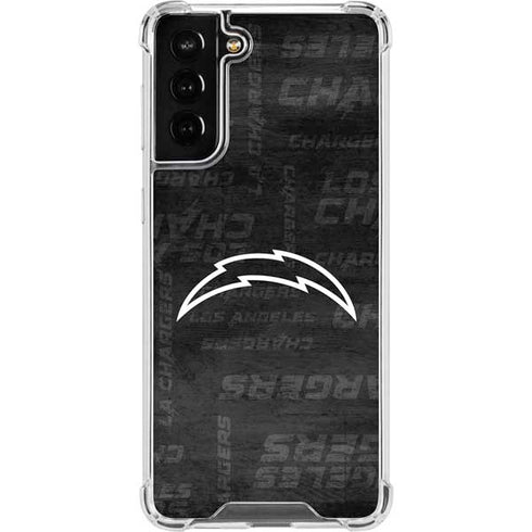 NFL Los Angeles Chargers Black & White Galaxy S21 FE Clear Case