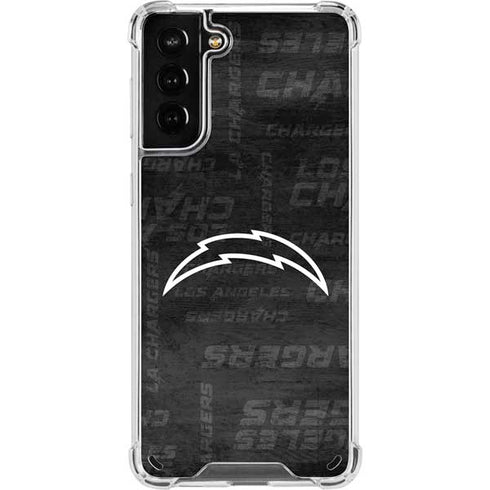 NFL Los Angeles Chargers Black & White Galaxy S21 Plus 5G Clear Case