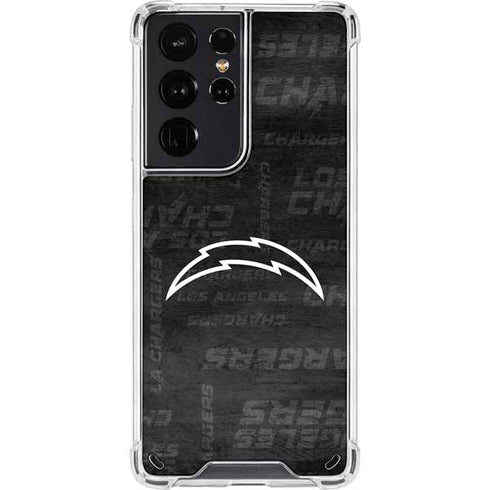 NFL Los Angeles Chargers Black & White Galaxy S21 Ultra 5G Clear Case