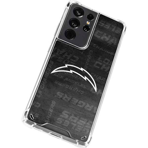 NFL Los Angeles Chargers Black & White Galaxy S21 Ultra 5G Clear Case