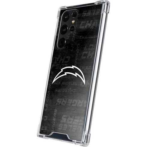 NFL Los Angeles Chargers Black & White Galaxy S22 Ultra Clear Case