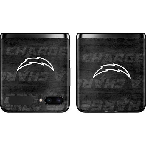 NFL Los Angeles Chargers Black & White Galaxy Z Flip Skin