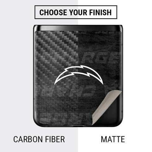 NFL Los Angeles Chargers Black & White Galaxy Z Flip Skin