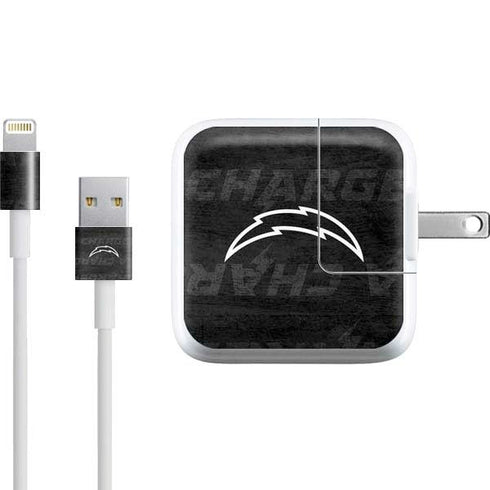 NFL Los Angeles Chargers Black & White iPad Charger (10W USB) Skin