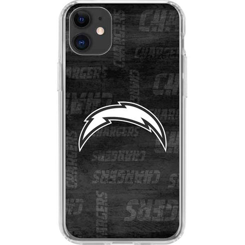 NFL Los Angeles Chargers Black & White iPhone 11 Clear Case