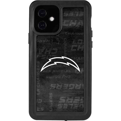 NFL Los Angeles Chargers Black & White iPhone 12 Waterproof Case