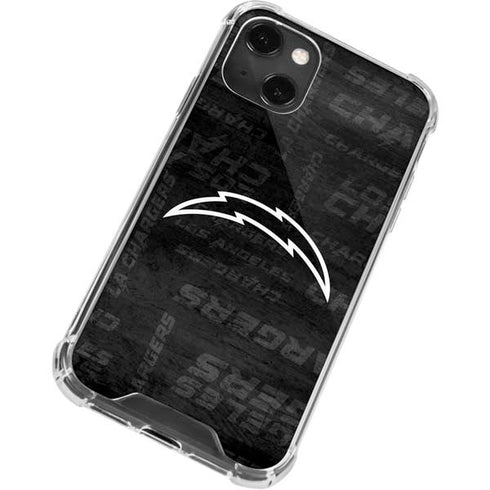 NFL Los Angeles Chargers Black & White iPhone 15 Plus Clear Case
