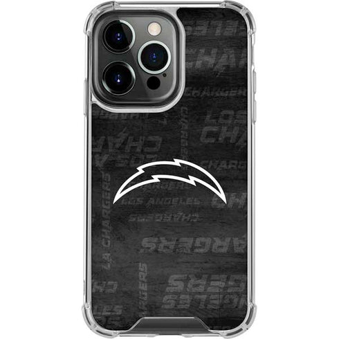 NFL Los Angeles Chargers Black & White iPhone 14 Pro Clear Case
