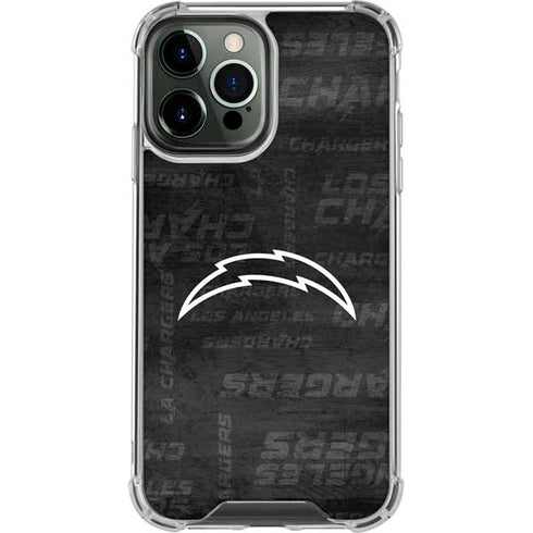 NFL Los Angeles Chargers Black & White iPhone 14 Pro Max Clear Case