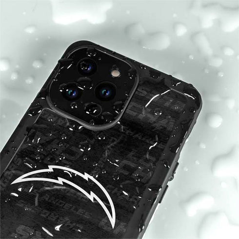 NFL Los Angeles Chargers Black & White iPhone 14 Pro Max Waterproof Case