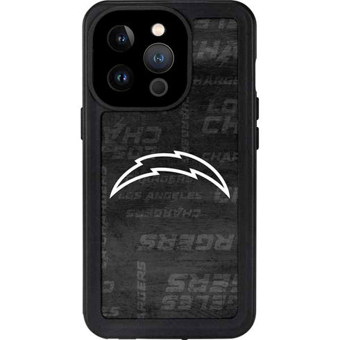 NFL Los Angeles Chargers Black & White iPhone 14 Pro Waterproof Case