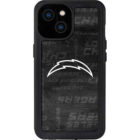 NFL Los Angeles Chargers Black & White iPhone 15 Waterproof Case