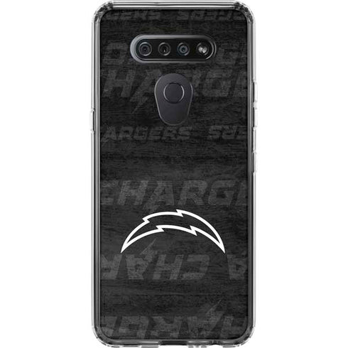 NFL Los Angeles Chargers Black & White LG K51/Q51 Clear Case