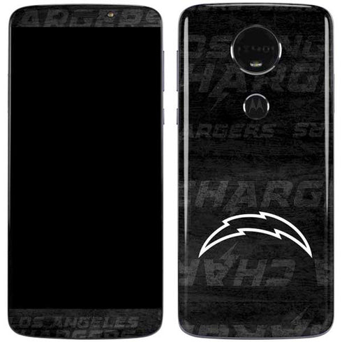 NFL Los Angeles Chargers Black & White Moto E5 Plus Skin
