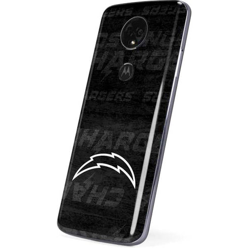 NFL Los Angeles Chargers Black & White Moto E5 Plus Skin