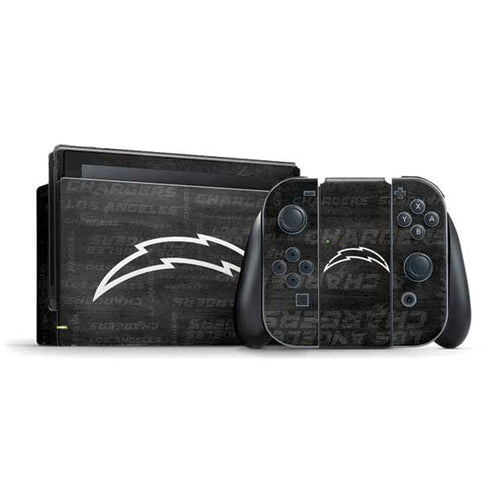 NFL Los Angeles Chargers Black & White Nintendo Switch Bundle Skin