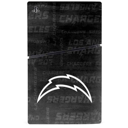 NFL Los Angeles Chargers Black & White PS5 Slim Disk Console Skin