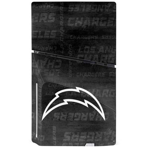 NFL Los Angeles Chargers Black & White PS5 Slim Disk Console Skin