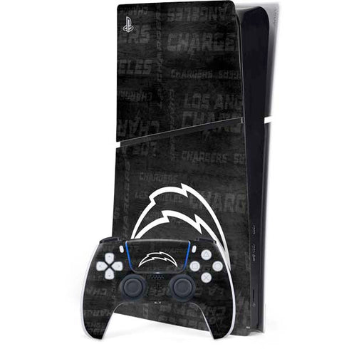 NFL Los Angeles Chargers Black & White PS5 Slim Digital Edition Console Skin