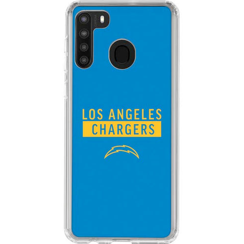 NFL Los Angeles Chargers Blue Performance Series Galaxy A21 Clear Case