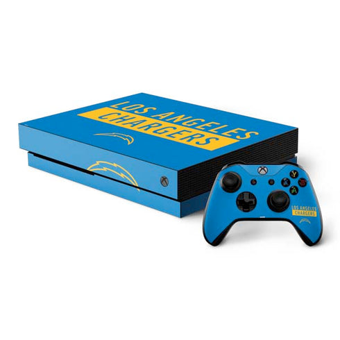 NFL Los Angeles Chargers Blue Performance Series Xbox One X Bundle Skin