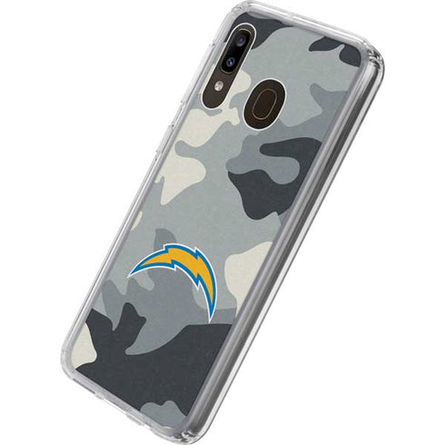 NFL Los Angeles Chargers Camo Galaxy A20 Clear Case