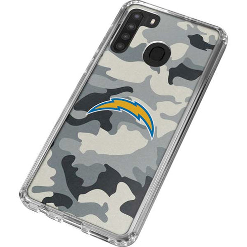 NFL Los Angeles Chargers Camo Galaxy A21 Clear Case