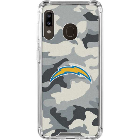 NFL Los Angeles Chargers Camo Galaxy A30 Clear Case