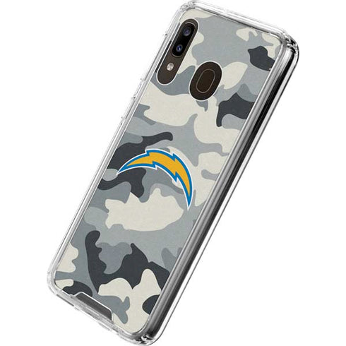 NFL Los Angeles Chargers Camo Galaxy A30 Clear Case