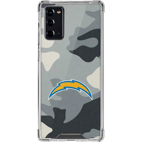 NFL Los Angeles Chargers Camo Galaxy Note20 5G Clear Case