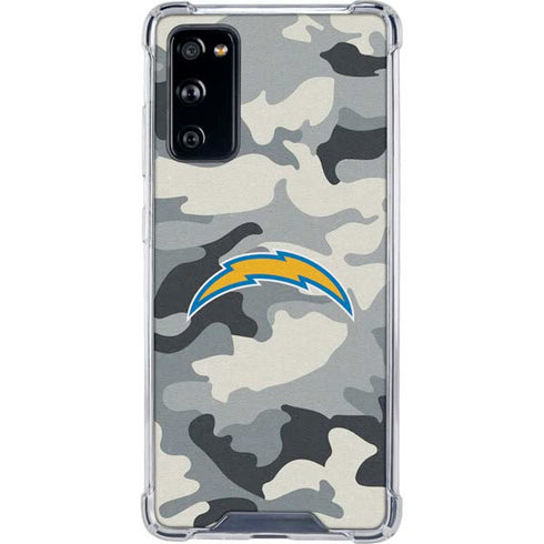 NFL Los Angeles Chargers Camo Galaxy S20 FE Clear Case