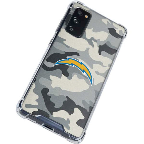 NFL Los Angeles Chargers Camo Galaxy S20 FE Clear Case