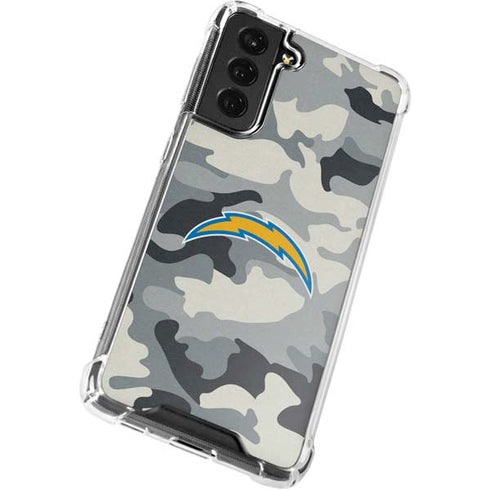 NFL Los Angeles Chargers Camo Galaxy S21 FE Clear Case
