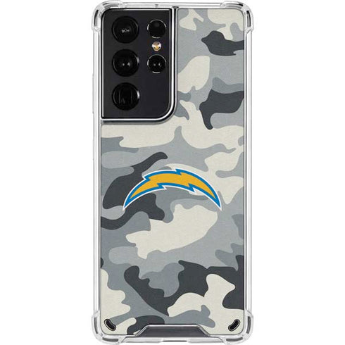 NFL Los Angeles Chargers Camo Galaxy S21 Ultra 5G Clear Case