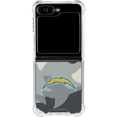 NFL Los Angeles Chargers Camo Galaxy Z Flip5 5G Clear Case