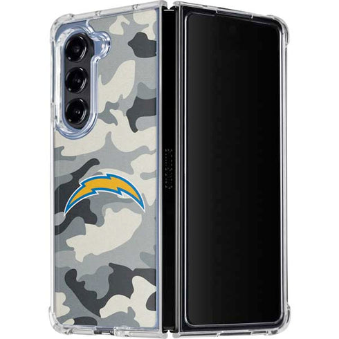 NFL Los Angeles Chargers Camo Galaxy Z Fold5 5G Clear Case