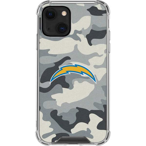 NFL Los Angeles Chargers Camo iPhone 13 Mini Clear Case