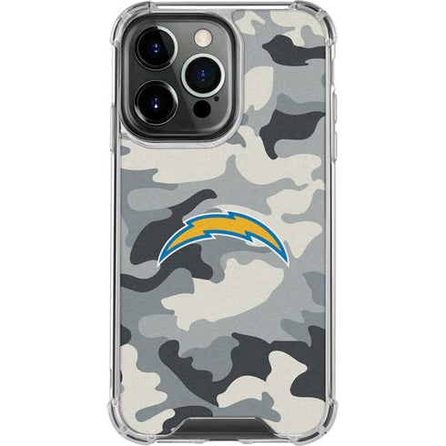 NFL Los Angeles Chargers Camo iPhone 14 Pro Clear Case