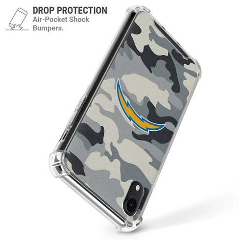 NFL Los Angeles Chargers Camo iPhone XR Clear Case