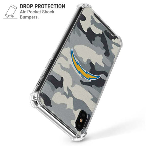 NFL Los Angeles Chargers Camo iPhone XS Max Clear Case