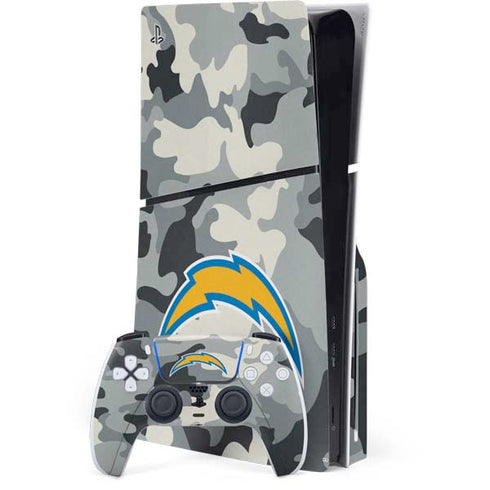 NFL Los Angeles Chargers Camo PS5 Slim Disk Bundle Skin