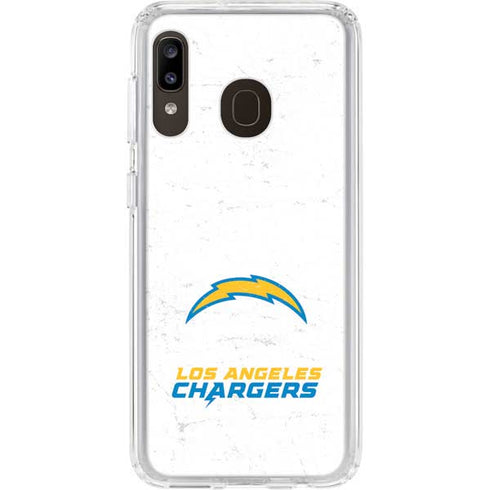 NFL Los Angeles Chargers Distressed Galaxy A20 Clear Case