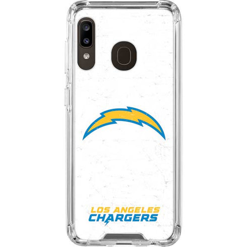NFL Los Angeles Chargers Distressed Galaxy A30 Clear Case