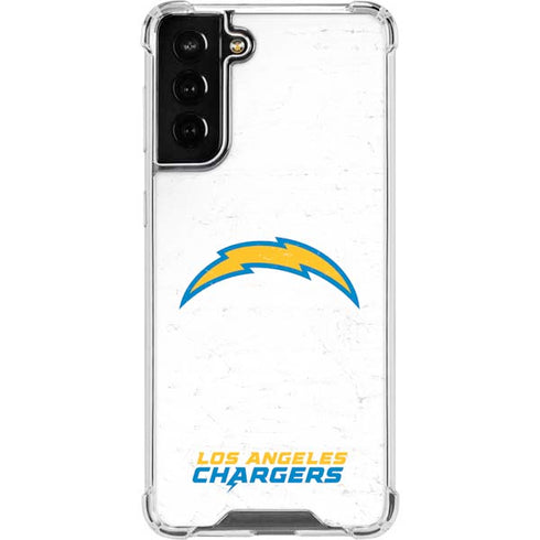 NFL Los Angeles Chargers Distressed Galaxy S21 FE Clear Case