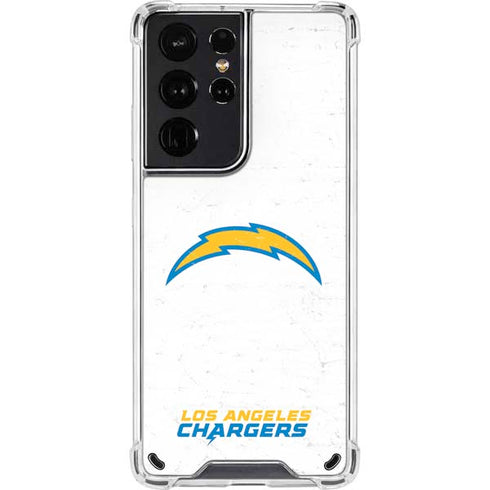 NFL Los Angeles Chargers Distressed Galaxy S21 Ultra 5G Clear Case