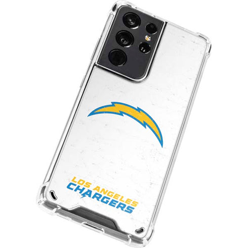NFL Los Angeles Chargers Distressed Galaxy S21 Ultra 5G Clear Case
