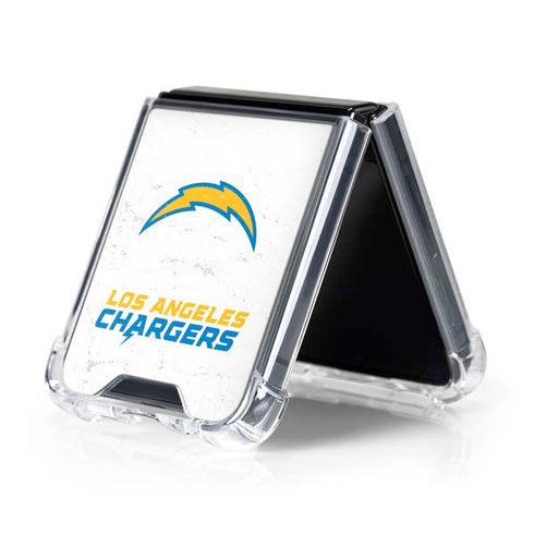 NFL Los Angeles Chargers Distressed Galaxy Z Flip5 5G Clear Case