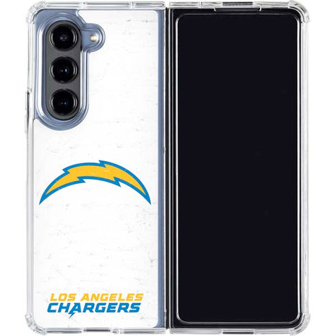 NFL Los Angeles Chargers Distressed Galaxy Z Fold5 5G Clear Case